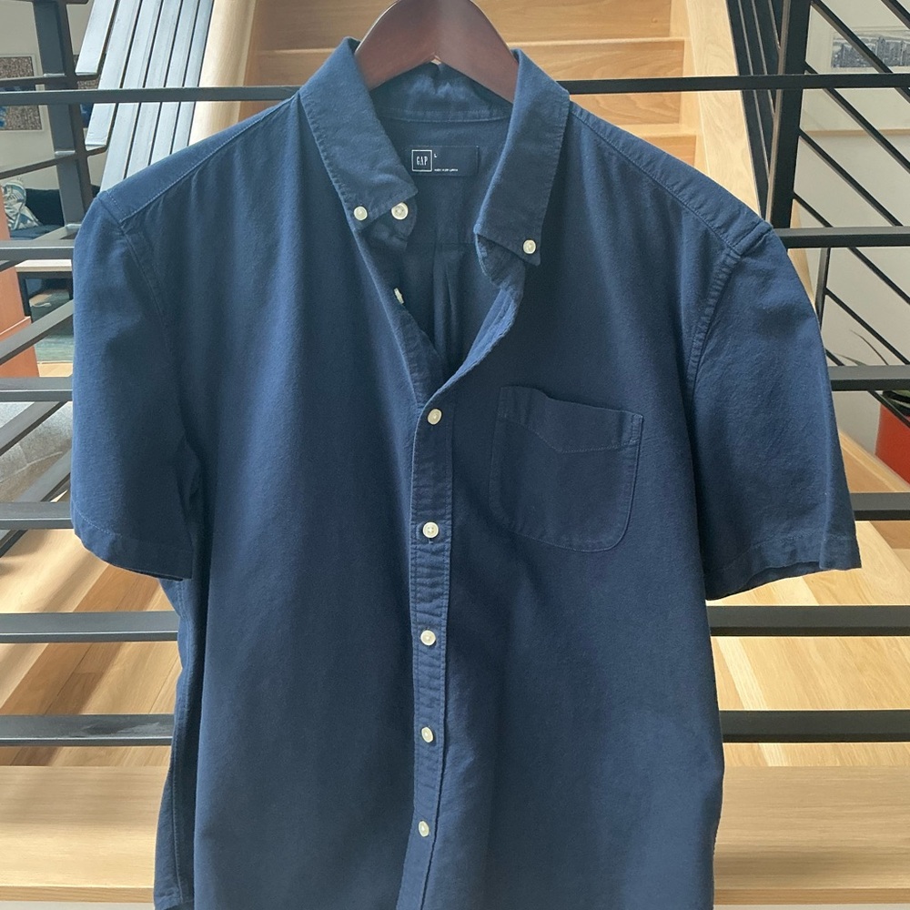GAP Blue Casual Button Down Shirt Short Sleeve